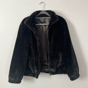Like New! Cynthia Rowley Black Faux Bomber Jacket